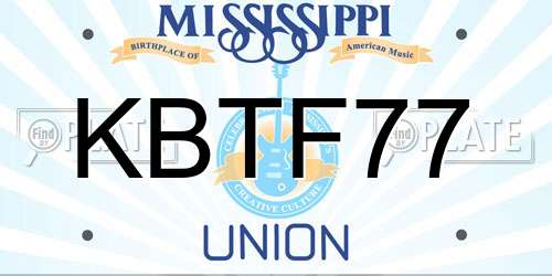 KBTF77 Mississippi License Plate