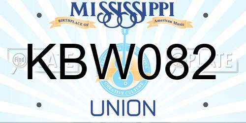 KBW082 Mississippi License Plate
