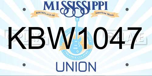 KBW1047 Mississippi License Plate