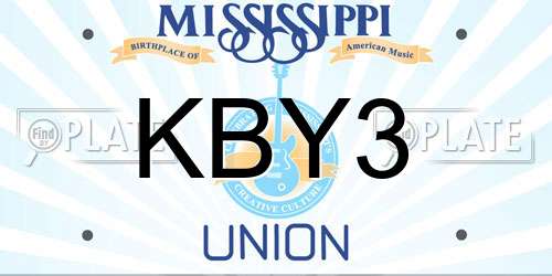 KBY3 Mississippi License Plate