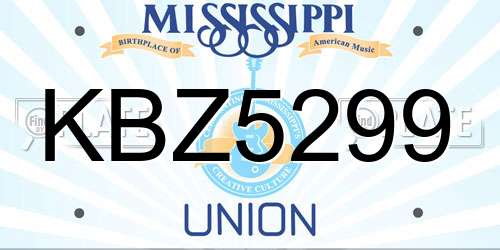 KBZ5299 Mississippi License Plate