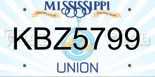 KBZ5799 Mississippi License Plate