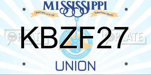 KBZF27 Mississippi License Plate