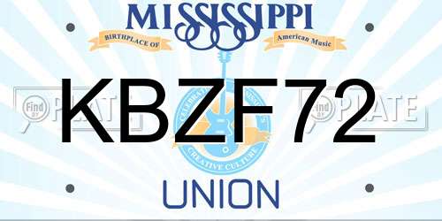 KBZF72 Mississippi License Plate
