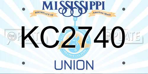 KC2740 Mississippi License Plate