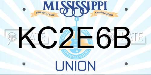 KC2E6B Mississippi License Plate