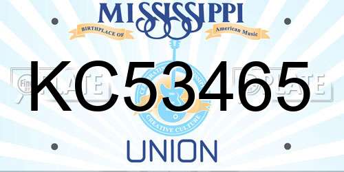 KC53465 Mississippi License Plate
