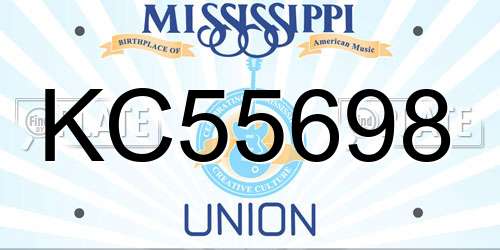 KC55698 Mississippi License Plate