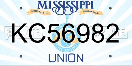 KC56982 Mississippi License Plate