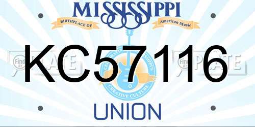 KC57116 Mississippi License Plate