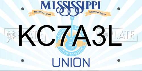 KC7A3L Mississippi License Plate