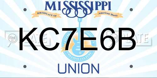KC7E6B Mississippi License Plate