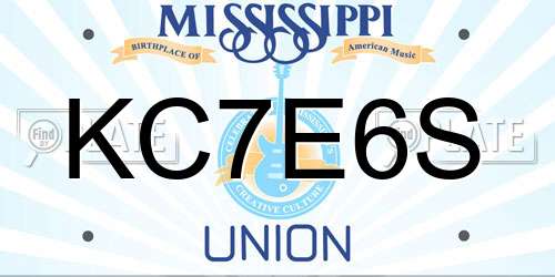 KC7E6S Mississippi License Plate