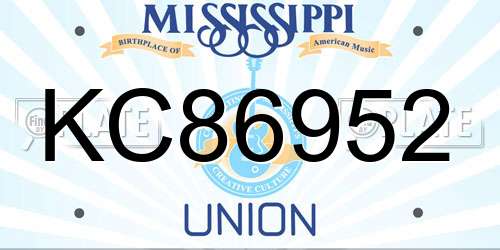 KC86952 Mississippi License Plate