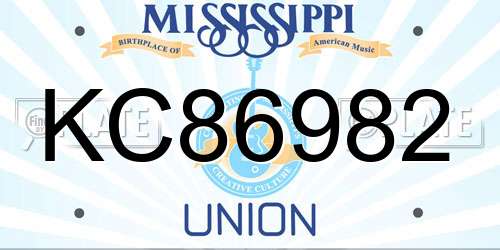 KC86982 Mississippi License Plate