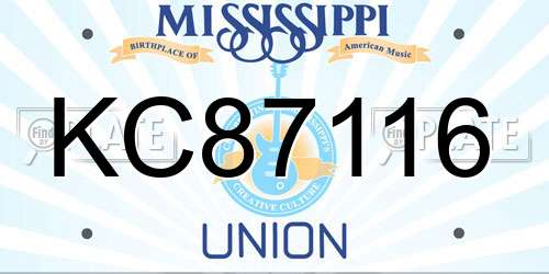 KC87116 Mississippi License Plate