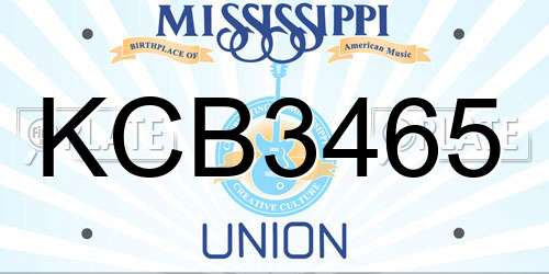 KCB3465 Mississippi License Plate