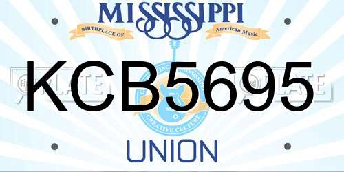 KCB5695 Mississippi License Plate
