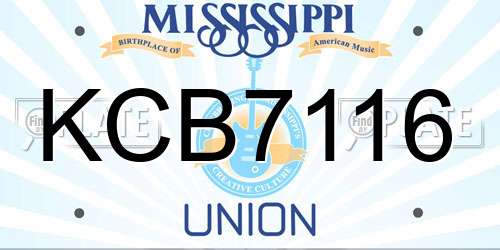 KCB7116 Mississippi License Plate