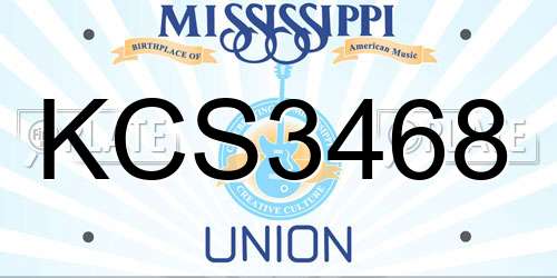 KCS3468 Mississippi License Plate