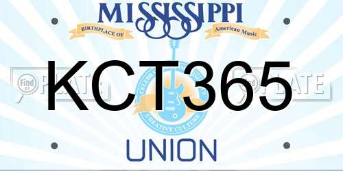 KCT365 Mississippi License Plate