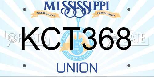 KCT368 Mississippi License Plate