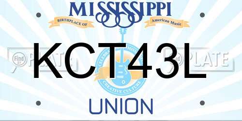 KCT43L Mississippi License Plate