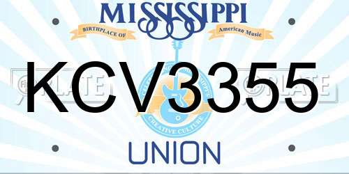 KCV3355 Mississippi License Plate