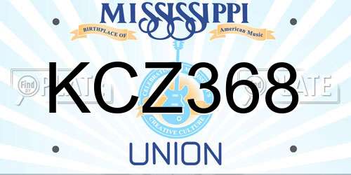 KCZ368 Mississippi License Plate