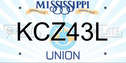 KCZ43L Mississippi License Plate