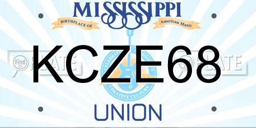 KCZE68 Mississippi License Plate