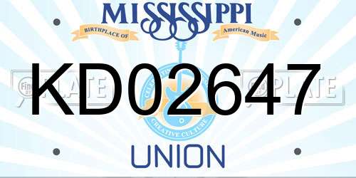 KD02647 Mississippi License Plate