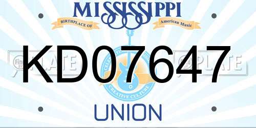 KD07647 Mississippi License Plate