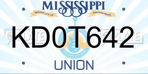 KD0T642 Mississippi License Plate