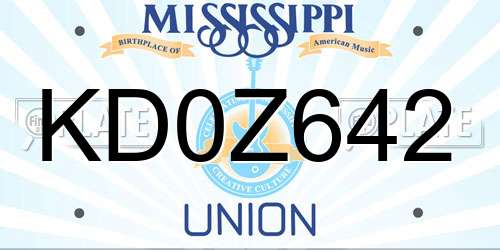 KD0Z642 Mississippi License Plate