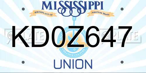 KD0Z647 Mississippi License Plate
