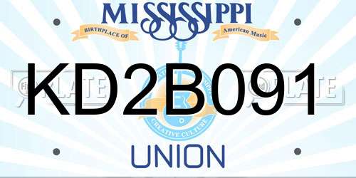 KD2B091 Mississippi License Plate