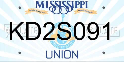 KD2S091 Mississippi License Plate