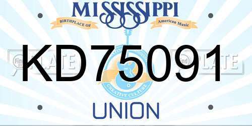 KD75091 Mississippi License Plate