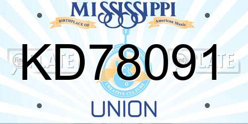 KD78091 Mississippi License Plate