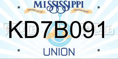 KD7B091 Mississippi License Plate