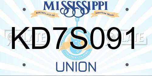 KD7S091 Mississippi License Plate