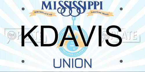KDAVIS Mississippi License Plate