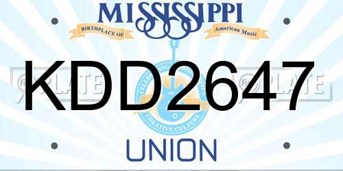 KDD2647 Mississippi License Plate