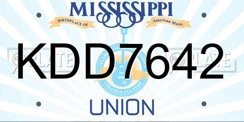 KDD7642 Mississippi License Plate