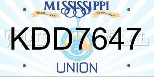 KDD7647 Mississippi License Plate