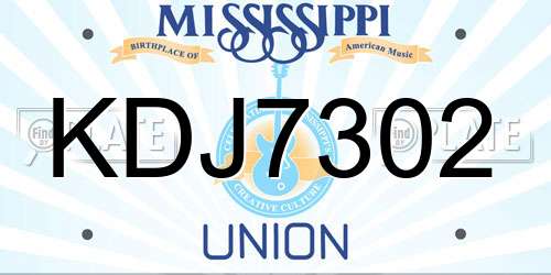 KDJ7302 Mississippi License Plate