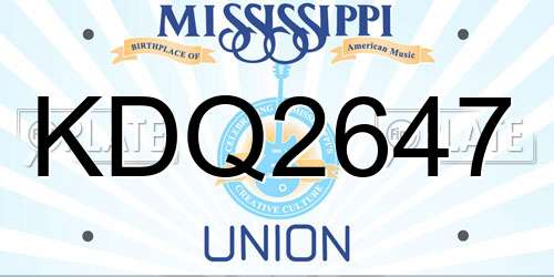 KDQ2647 Mississippi License Plate