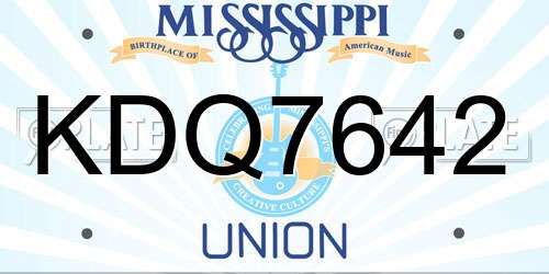 KDQ7642 Mississippi License Plate