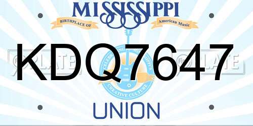 KDQ7647 Mississippi License Plate